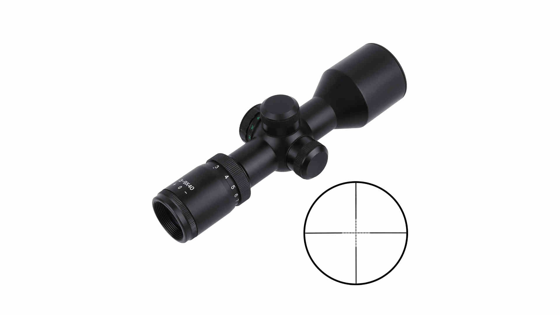 Tactical rifle scope 3-9x40 illuminated